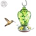 Best Home Products Hummingbird Feeder with Perch - Blown Glass | Autumn Impressions Green & Yellow | 28 Ounces