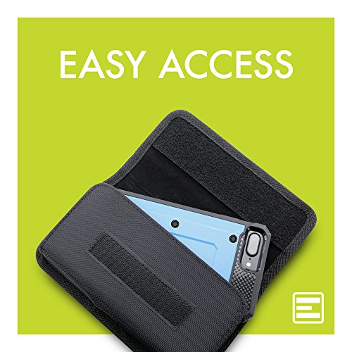 Evocel [Urban Pouch Pro] Tactical Carrier with [Belt Loop & Holster] (5.39 in x 2.79 in x 0.35 in) Fits Galaxy J3, Galaxy On5, LG Aristo, Apple iPhone 6/7, Moto E4, More, Black - Medium - Thumbnail 2