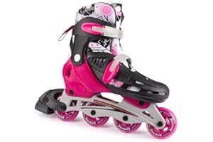 NEW BOUNCE New-Bounce Inline Skates for Girls and Boys - Outdoor Adjustable Roller Skates for Boys Ages 8-12 for Beginners & Advanced Great for Kids & Teens | Pink