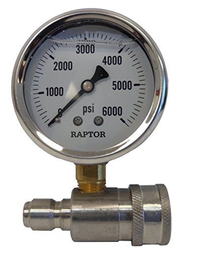 Ultimate Washer UW16-PW173B Pressure Gauge & Adaptor for Pressure Washers, Stainless Steel, 6000 PSI Rated
