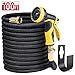 Delxo Expandable Garden Hose 100FT Water Hose with 9-Function High-Pressure Spray Nozzle,Black Heavy Duty Flexible Hose, 3/4