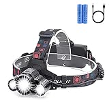 Head Lamp Rechargeable Headlamp,6000 Lumen 3 LED 4 Modes 18650 USB Rechargeable Adjustable Zoom Waterproof Flashlight Head Lights for Camping Hiking Outdoors
