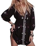 R.Vivimos® Women Cotton Half Sleeve Drawstring Belt Short Dresses