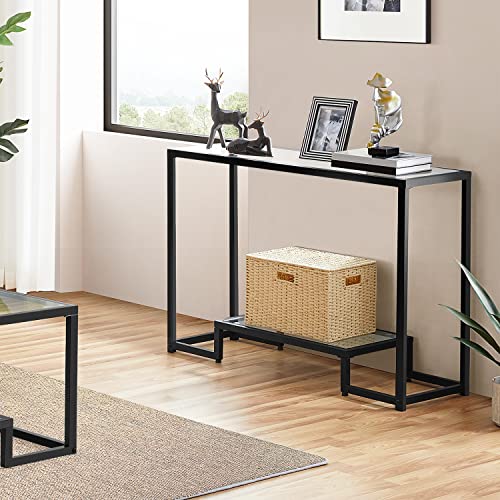 Yaheetech 42" Console Table, Tempered Glass Entryway Table, 2Tier