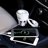 TAKSON Car Humidifier with Double USB Port,USB Charger,Essential Oil Diffuser Aromatherapy,Portable Ultrasonic Mini Cool Mist Aroma Humidifier,Air Cleaner with Auto Off (White)