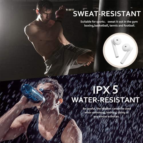 Wireless Earbuds Bluetooth 5.0 Headphones with 30H Cycle Playtime Built-in Mic IPX6 Waterproof Headsets with Charging Case for in-Ear Buds (white)