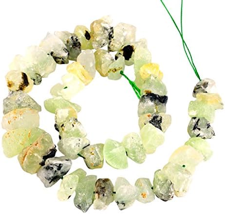 Loose Natural Raw Rough Crystal Nuggets Stone Beads for DIY Gemstone Healing Chakra Reiki Jewelry making (Prehnite)