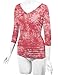 Lock and Love WT1112 Womens V Neck 3/4 Sleeve Tie Dye Drape Dolman Top with Side Shirring XXL CORAL