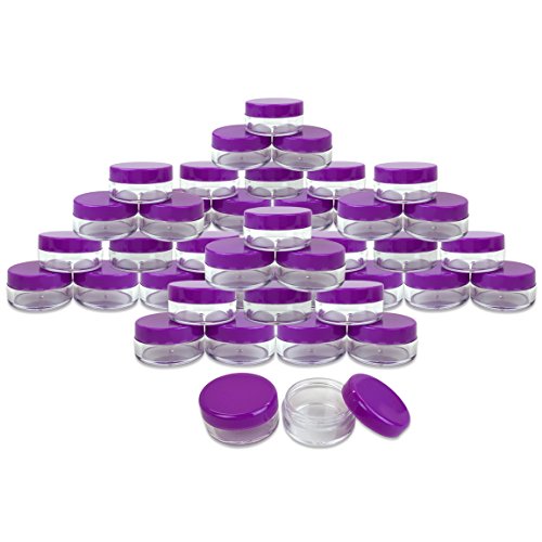 Beauticom 5G/5ML High Quality Round Clear Jars with Purple Lids for Beads, Gems, Glitter, Charms, Small Arts and Crafts Items - BPA Free (Quantity: 2000 Pieces)