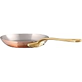 Mauviel M'Heritage 200 B 2mm Polished Copper & Stainless Steel Frying Pan With Brass Handles, 10.24-in, Made In France
