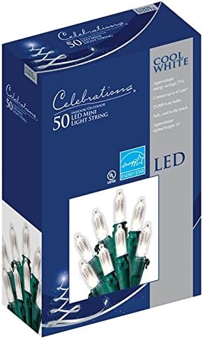 CelebrationsMini Light Set 50 Lights White Bulbs Led Ul Listed