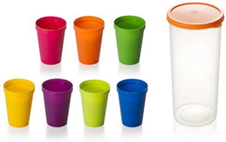 Amazon Klcclmki スタッキング コップ 7個組 ケース付 プラスチック 0ml 幼稚園 保育園 飲みカップ 耐熱 給食 コップ マルチカラー色 贈り物 食器 グラス カトラリー オンライン通販
