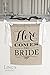 Ling's moment Rustic Theme Wedding Burlap Sign Banner Here Comes The Bride with Ivory Ribbon, 15 x 20 Inches