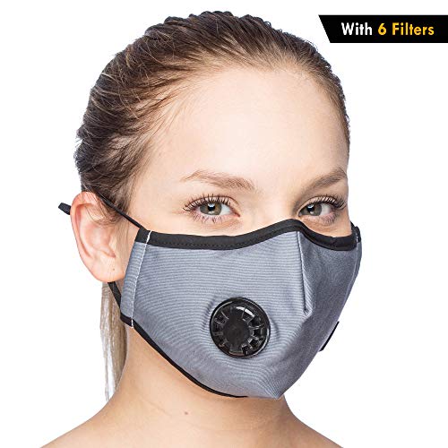 Debrief Me Dust Mask - Anti Pollution Breathable Respirator Mask (1 Mask + 6 Filters) Military Grade N99 Flu Mask Carbon Activated Filtration - Reusable Washable - Comfy Cotton Adjustable (Grey)