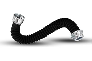 HANUU 40mm Universal Thread Respirator Hose: 20-Inch Air Supply Hose - Flexible Tube Pipe Assembly - Compatible with Gas Mask Filter Respirators PAPR for Painting Sanding Welding - Black (1PCS)