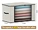 Clothes Blankets Storage bag for comforter, Breathable Home Organizers Bins Boxes Tidy Up Your Closets,Shelves, 240gsm thicker fabric with clear window, 2 Leather Handles,Set of 3 Beige