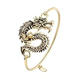 SENFAI Dragon Hook Open Bangle Bracelet Crystal Jewelry 3 tone
