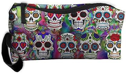 Sugar Skull Flower Art Multifunction Portable Make-up Mini Bag Makeup Bag Sewing Kit Medicine Bag Cosmetic Bag For Home Office Travel Camping Sport Gym Outdoor