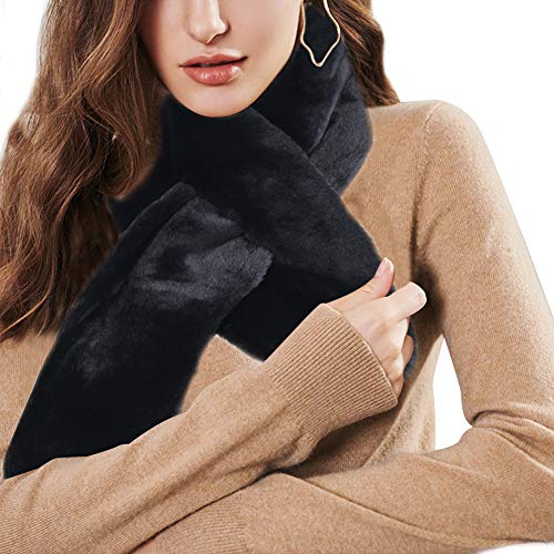 Womens Faux Fur Scarf, YIDUODE Long Faux Fur Warm Soft Furry Wrap