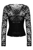 Meaneor Women's V-Neck Floral Lace Long Sleeve Pullover Top Shirt Blouse