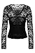 Meaneor Women's V-Neck Floral Lace Long Sleeve Pullover Top Shirt Blouse