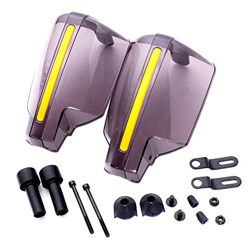 Hanperal 1Pair Motorcycle Hand Guards 7/8" Handlebar Handguard Handle Protector Bike Brush Wind Guard (Smoke-Transparent)