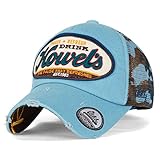 ililily Howel's Camouflage Baseball Mesh Cap Distressed Vintage Trucker Hat , Sky Blue