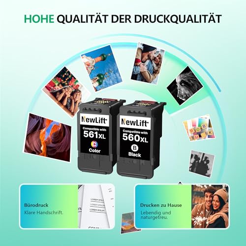 NewLift 560XL 561XL Ink Cartridges for Canon Printer Cartridges 560 561 PG-560XL CL-561XL for Canon Pixma TS5350i TS5350 TS5350a TS5351 TS5351a TS5351i TS5352 TS5352a TS5353 TS53353a 53a(Color 2-Pack)