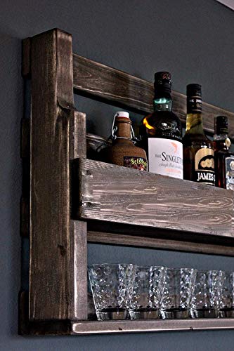 Dekorie Whisky Regal aus Holz - mit Gläserhalter - Braun - Industrie Stil - fertig montiert - Wandbar - Whisky-Regal aus… – Bild 6