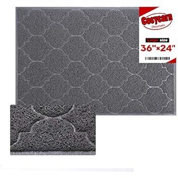 Front Door Mat,Inside or Outside Entryway Front Door Welcome Mat,Large Size 36x24 Inches Boot Scraper,Easy to Clean,Phthalate and BPA Free,Waterproof,Non Slip,Durable,Catches Dust and Snow (Grey)