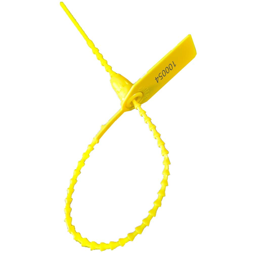 Plastic Security Tags Numbered Tamper Proof Seals Self Locking Zip Ties 9.84" Length Yellow (Pack of 500)