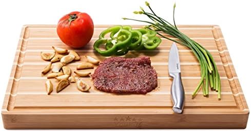 Bamboo Wood Chopping Cutting Board , Large Butcher Block &amp; Serving Tray &amp; Cheese Servers (18"x12"x1.5")
