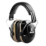 EZARC Safety Ear Muffs 34dB for Shooting Sports Events - Industrial Ear Protection Plant Working Hearing Protection Adjustable Headband Ear Defenders - Noise Reduction Earmuffs , Black Brown