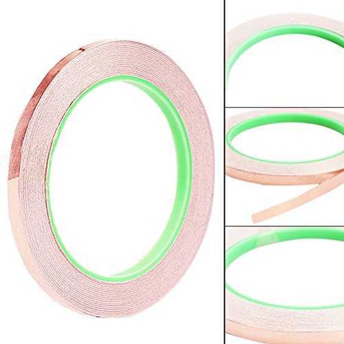 Copper Foil Tape Pack of 4, Copper Foil Adhesive Tape for Snail Repellent, EMI Shielding, Electrical Repair, Stained Glass, Paper Circuit, Soldering,1/4 inch