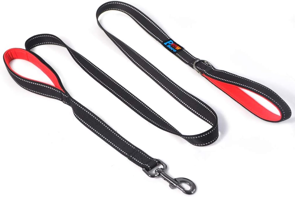 Powboro Double Handle Dog Lead, 6ft Long, Two Handle, Reflective Stitching, Heavy Duty for Small Large or Medium Dogs