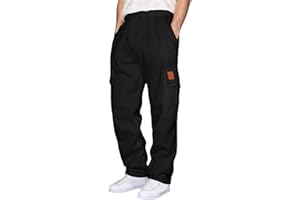 Cargo Sweatpants for Men Fleece Wide Leg Loose Elastic Waist Drawstring Joggers Winter Casual Trousers with Pockets