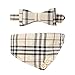 CHERPET Bow Tie Dog Collar and Leash Set – Cute Plaid Bandana Necktie Adjustable Leather Small Dog Collars with Bell, Safety Outdoor Walking Soft Cotton Comfortable for Puppy Kittens Cat,3pcs/Setthumb 2