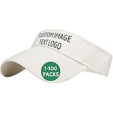 Design Your Own Visor Hat Add Personalized Custom Text Name Logo Sun Cap for Golf Running Outdoor Activities Bulk, Blue