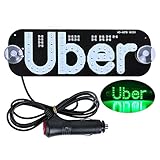AutoEC Uber LED Sign Decor, Uber Flashing Hook on Car Window with DC12V Car Charger Inverter (Green)