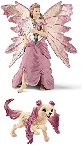 Schleich Bayala Fantasy Life Set of 2: Feya in Festive Clothes (70505) with her Rose Puppy (70526) Bagged Together Partially Concealed: Durable, Highly Detailed, Realistic, Hand-painted