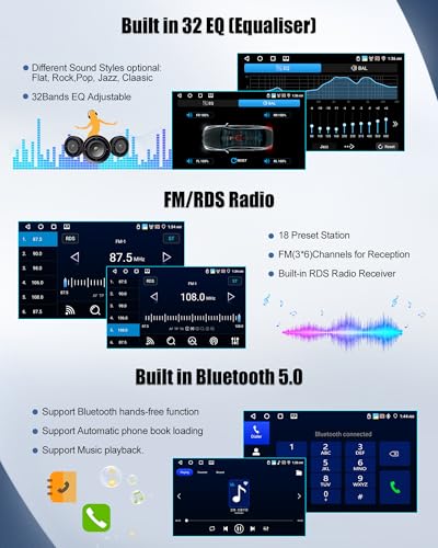 SIXWIN 4+64G Android 15 Car Radio for Mercedes Benz Smart Fortwo 451 2005-2010 with CarPlay/Android/Mirror Link,9 Inch HD Touchscreen Screen with WiFi Navigator Bluetooth 5.0 RDS FM Steering Wheel Controls