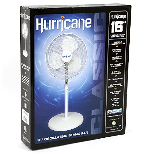 image for Hurricane Stand Fan - 16 Inch | Classic Series | Stand Fan with 90 Deg