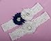 Sunshinesmile Wedding Bridal Lace Garter Set with Rhinestone blue