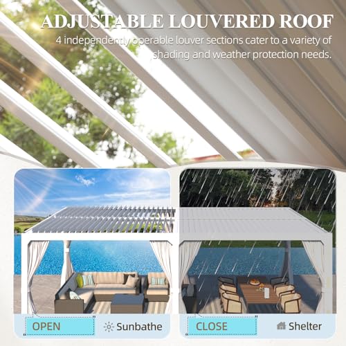 UPHYB 12x24 Louvered Pergola Review: Adjustable Roof with Curtains and Mesh image 19