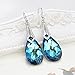 EleQueen 925 Sterling Silver CZ Teardrop Bridal Hook Dangle Earrings Bermuda Blue Made with Austrian Crystal for Women, Valentine's Day/Mother's Day/Christmas Jewerly Gift for Girlfriend/Mom