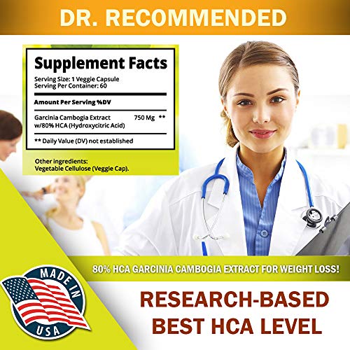 Pure Garcinia Cambogia Extract 80% HCA. Best Organic Supplement For Weight Loss. 60 Diet Pills. FDA Approved Factory. 100% Money Back Guarantee!