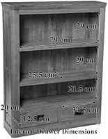 London Solid Oak 2 Drawer Small Bookcase In Medium Oak Finish