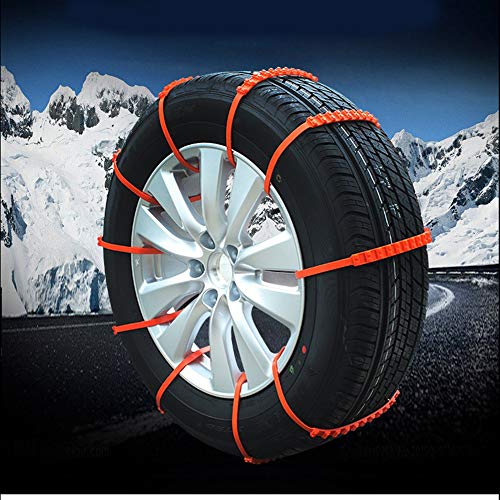 Homeon Wheels 10 Pcs Tire Chains Universal Winter Snow Mud Chains Emergency Traction Aid Anti-Slip Chain for SUV Light Truck Car (Red)