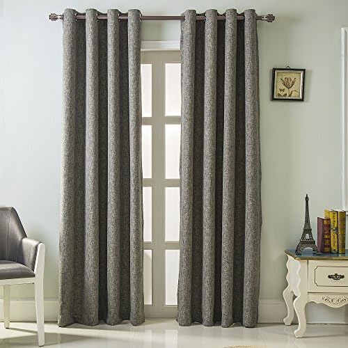 Best Dreamcity Faux Linen Blackout Curtains for Bedroom, Window Treatment, Room Darkening, Insulated, Grommet Top, Set of 2 Panels, W52" by L84", Forest Green