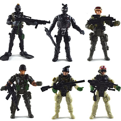 HAPTIME 6 Pcs Action Figure Army Soldiers Toy with Weapon/Military